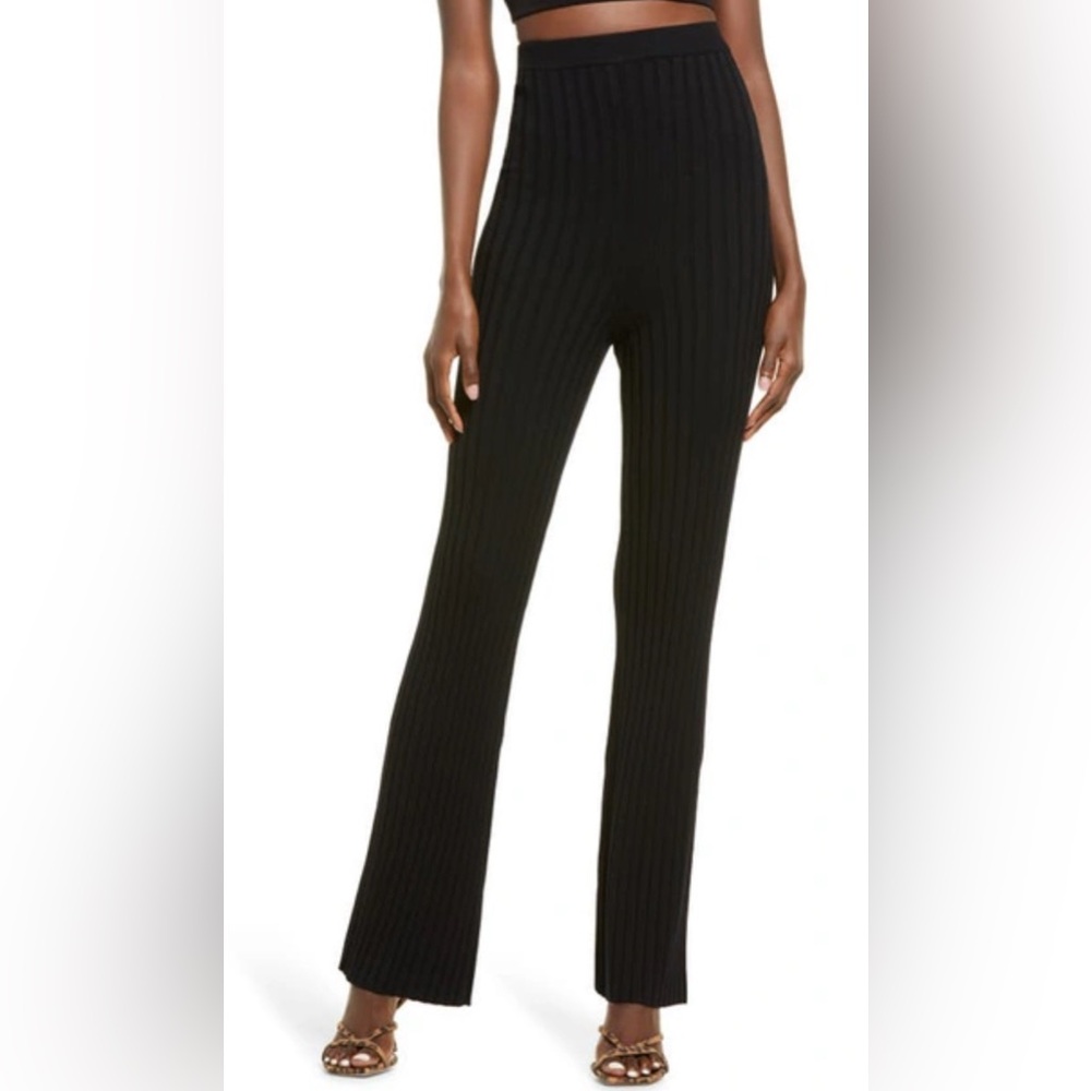 Open Edit Black Women's Ribbed Leggings